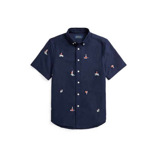 Camisa manga curta algodão bordado