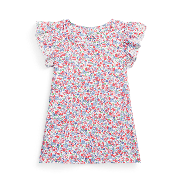 Top em malha de algodão com ilhó floral