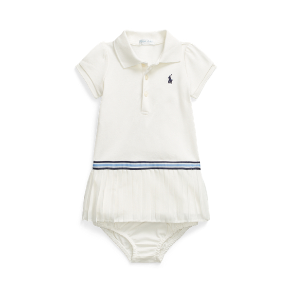 Pleated Mesh Polo Dress &amp; Bloomer