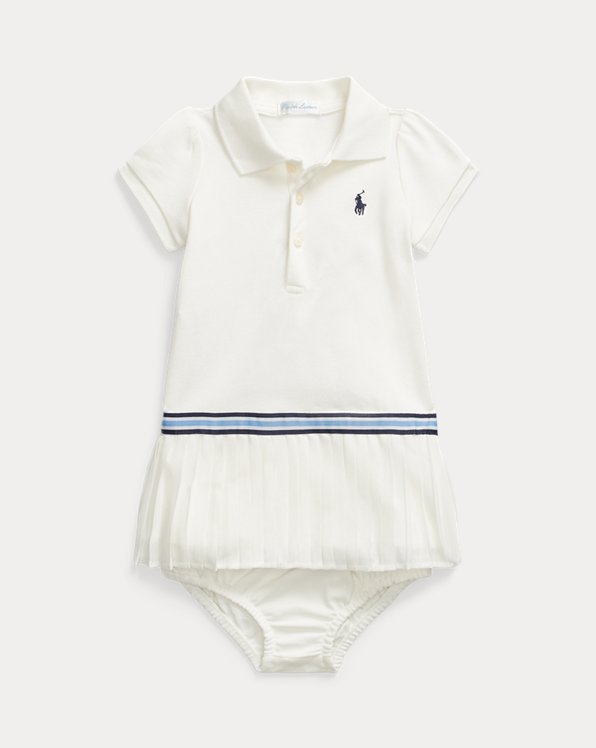 Pleated Mesh Polo Dress &amp; Bloomer