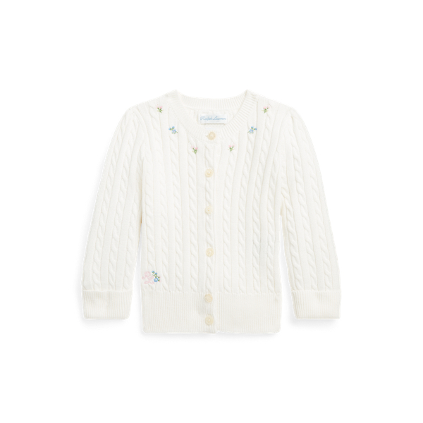 Cardigan fleuri à mini-torsades en coton
