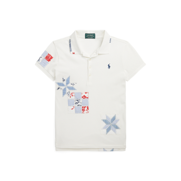 Polo patchwork en piqué stretch