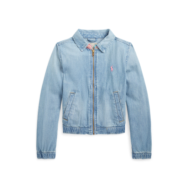 Veste en denim à col en coton madras