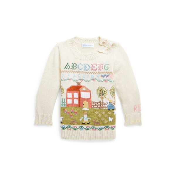 Pull tricot intarsia en coton mélangé