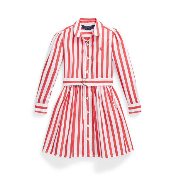 Robe-chemise ceinturée en coton rayé