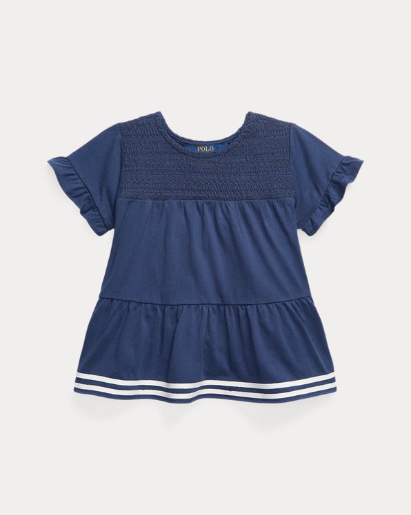 Smocked Tiered Cotton Jersey Top