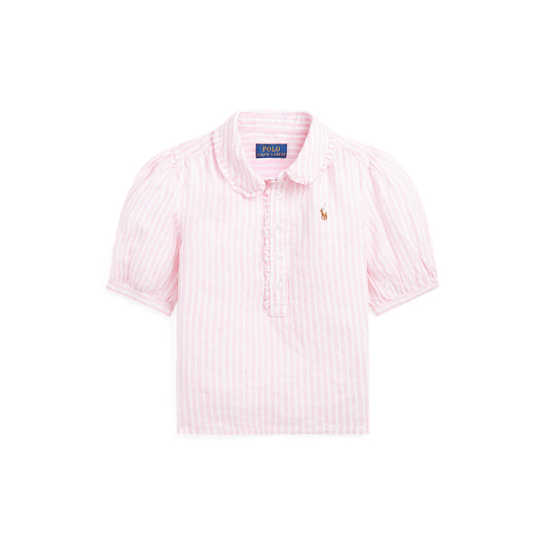 Camisa de manga curta de linho &#224;s riscas