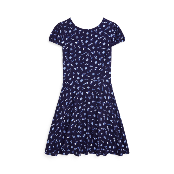 Nautical-Print Crepe Dress