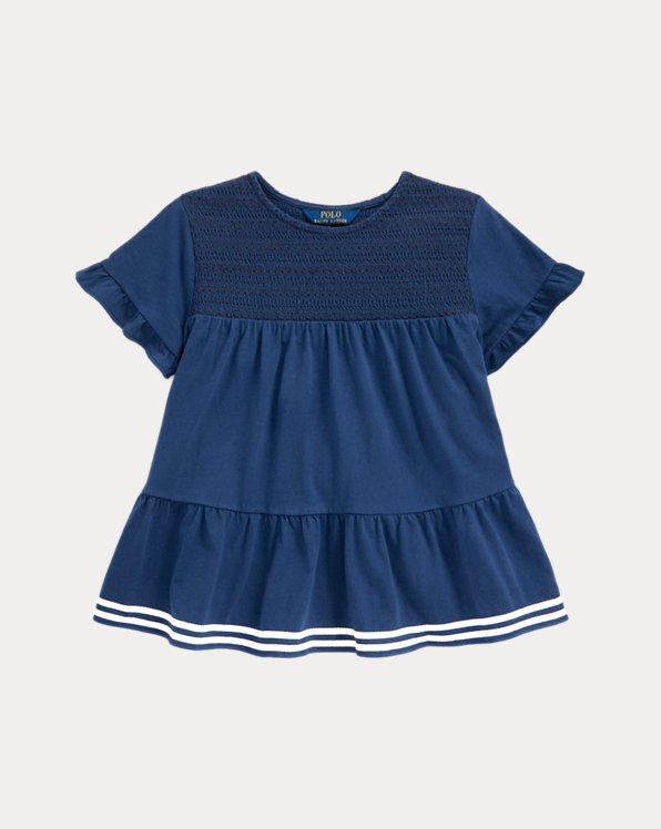 Smocked Tiered Cotton Jersey Top