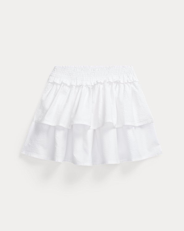 Tiered Cotton Seersucker Skirt