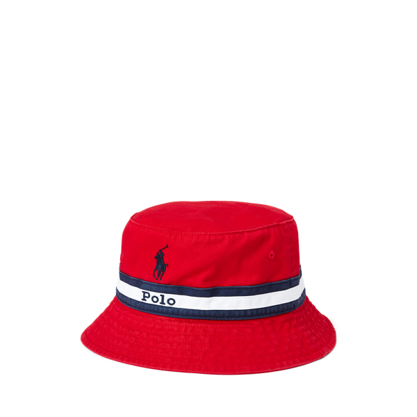 Striped-Band Twill Bucket Hat