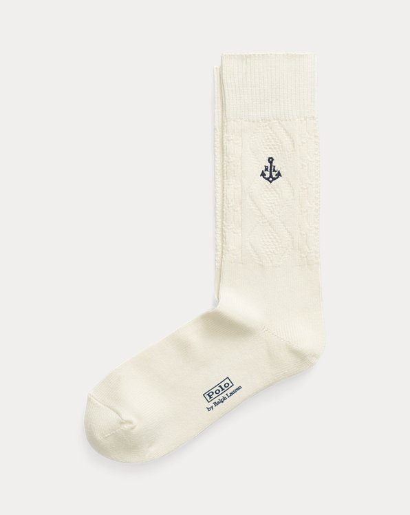 Cable-Knit Cotton-Blend Crew Socks