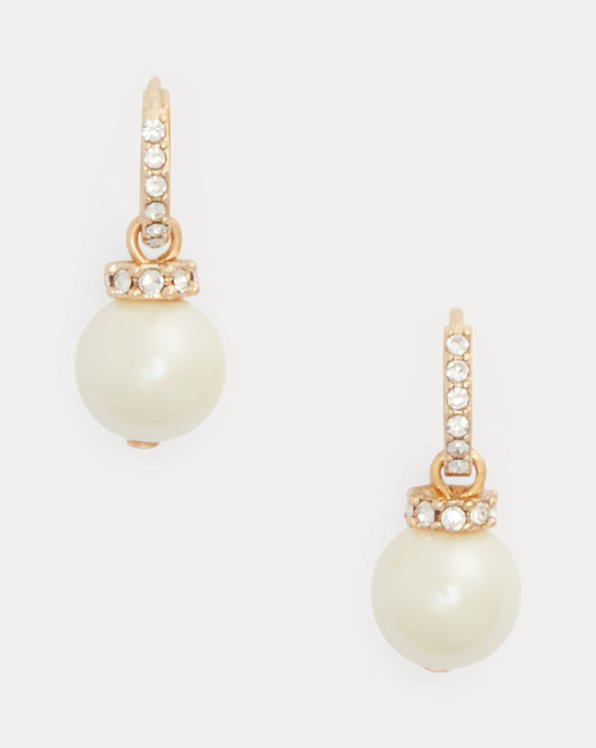 Gold-Tone Faux-Pearl Huggie Earrings