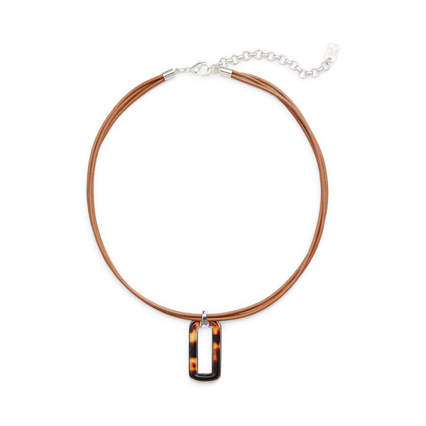 Collier en cuir pendentif motif écaille
