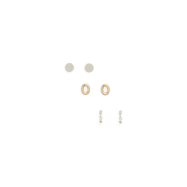 Trio de boucles d'oreilles bicolores