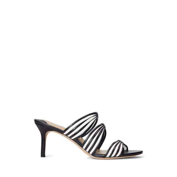 Sandales Lorraine rayées cuir nappa