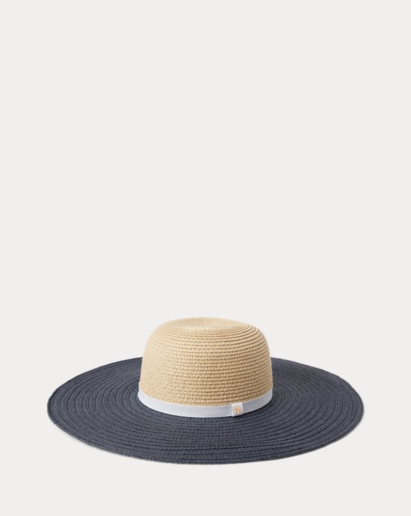 Colour-Blocked Packable Straw Sun Hat