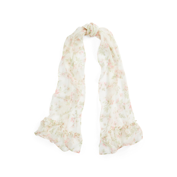 Lucie Floral Silk Crinkle Chiffon Scarf