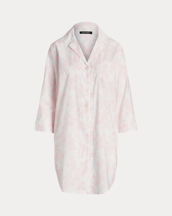 Camisa de dormir em popelina floral