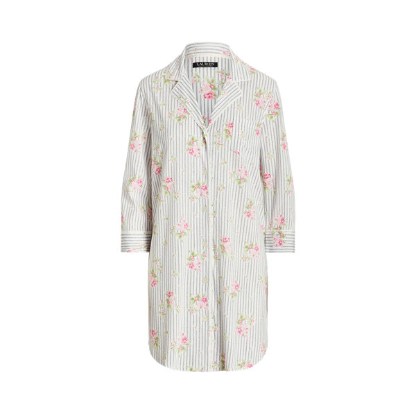Floral &amp; Striped Jersey Sleep Shirt
