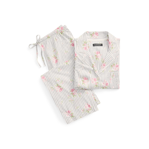 Pyjama en jersey fleuri et rayé