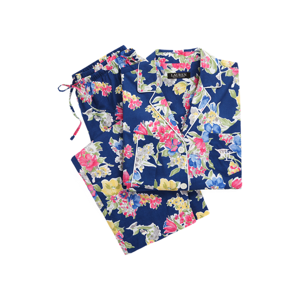 Pyjama capri fleuri en linon de coton