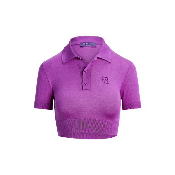 Pull Polo court en jersey de soie