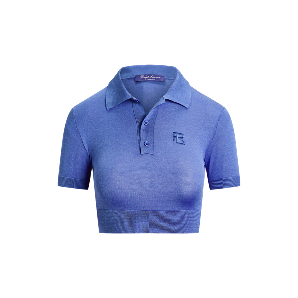 Cropped Silk Jersey Polo Jumper