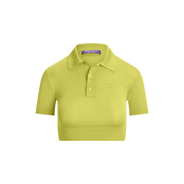Cropped Silk Jersey Polo Jumper