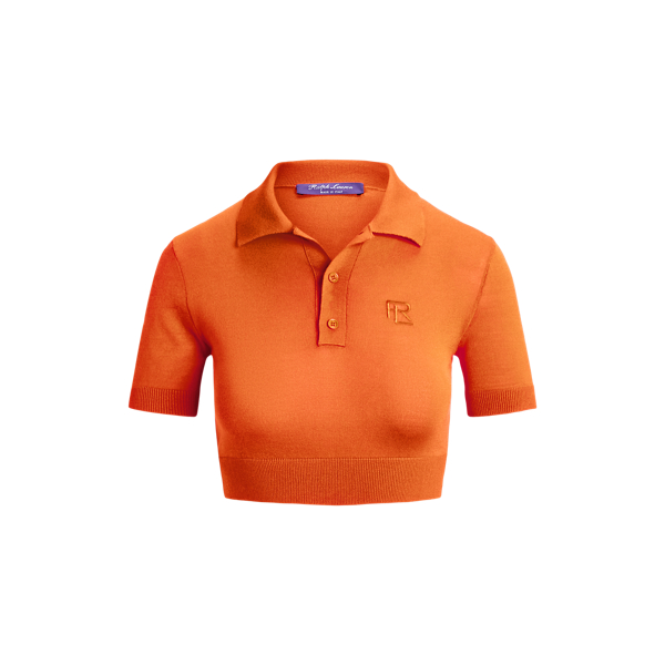 Cropped Silk Jersey Polo Jumper