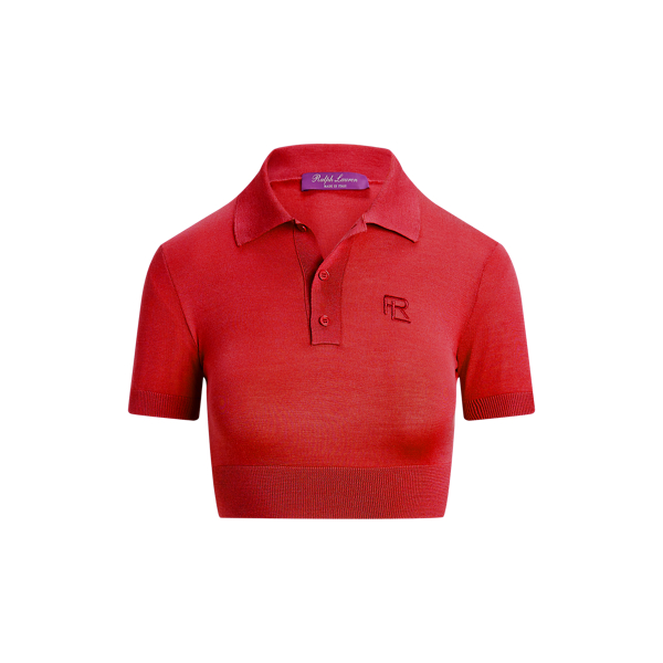 Cropped Silk Jersey Polo Jumper