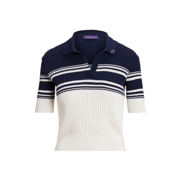 Colour-Blocked Merino-Silk Polo Jumper