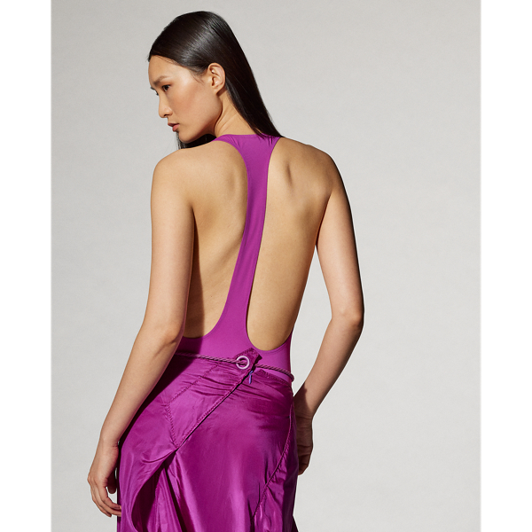 Polo Ralph Lauren Luanne Scuba Bodysuit In Bright Berry