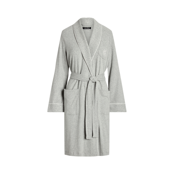 Quilted-Collar Brushed Interlock Robe