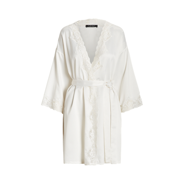 Lace-Trim Satin Robe