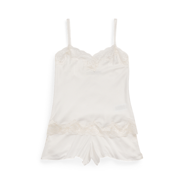 Lace-Trim Satin Camisole Sleep Set
