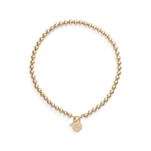 Collier doré avec perles à logo