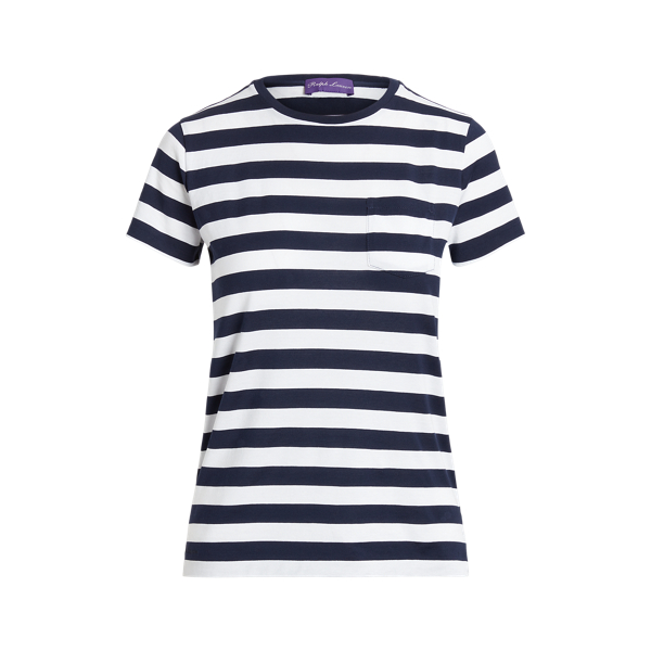 T-shirt à col rond rayé avec poche