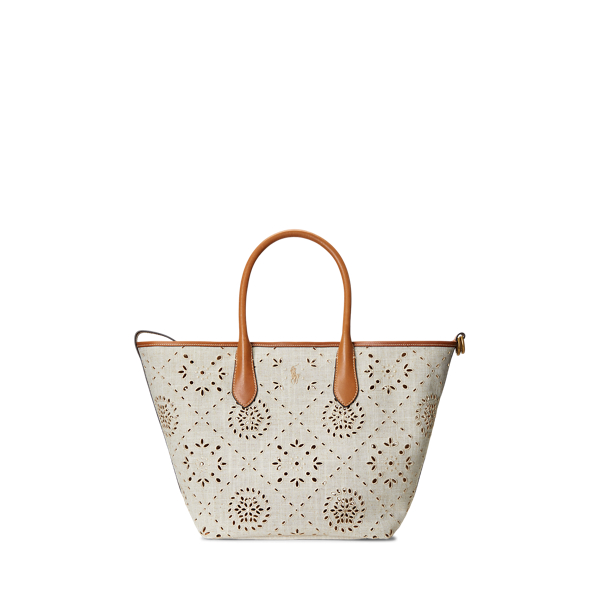 Lauren Ralph Lauren Embroidered Canvas Large Devyn Tote Bag