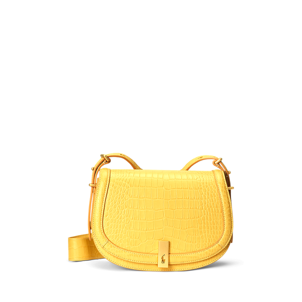 Polo ID Croc-Embossed Saddle Bag