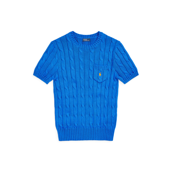Cable-Knit Cotton Short-Sleeve Jumper