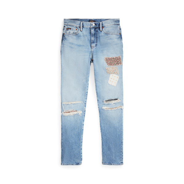 Calças de ganga slim boyfriend patchwork