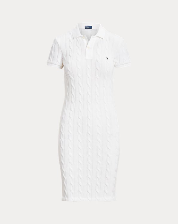 Skinny Fit Cable Cotton Polo Dress