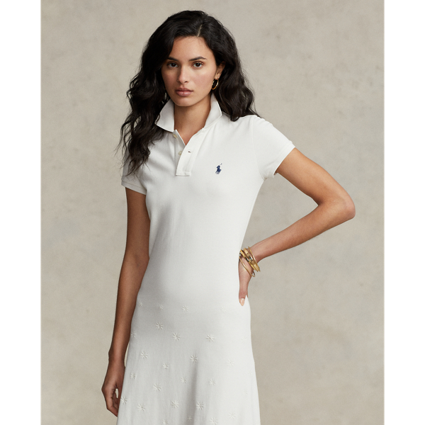 Eyelet Stretch Cotton Mesh Polo Dress for Women | Ralph Lauren® BE