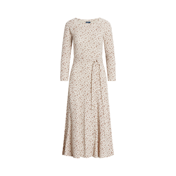 Vestido midi floral com decote à barco