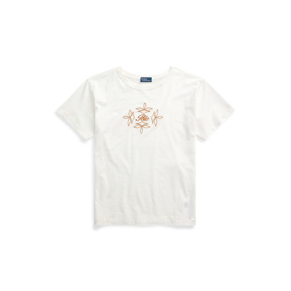 T-shirt à col rond logo brodé en jersey