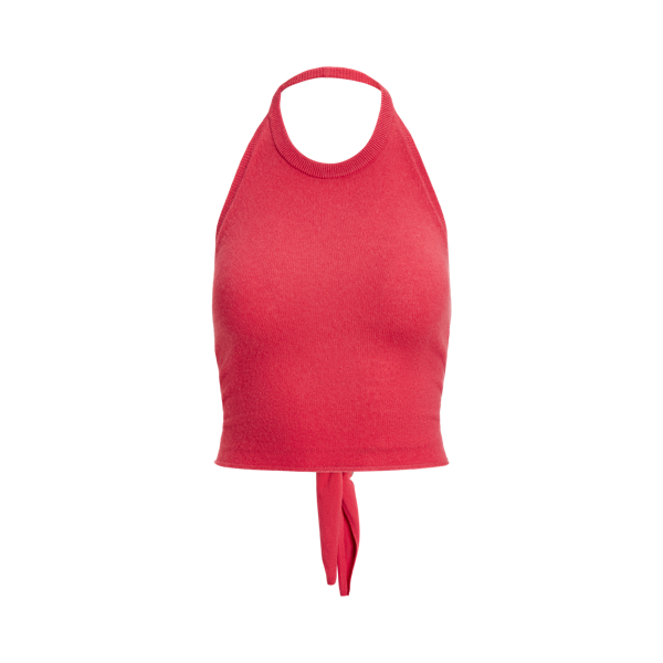 Cropped Cashmere-Blend Tie-Back Halter