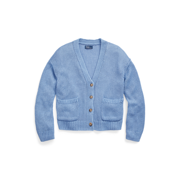 Linen-Blend V-Neck Cardigan