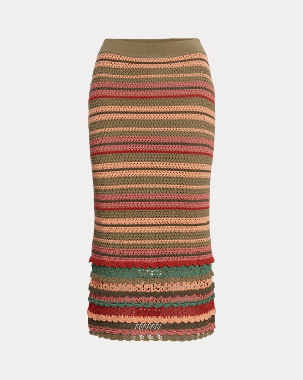 Striped Pointelle-Knit Jumper Skirt