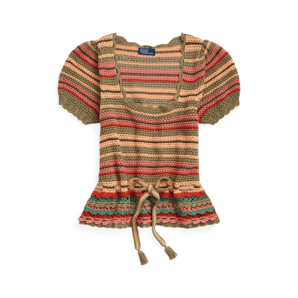 Striped Pointelle-Knit Jumper T-Shirt